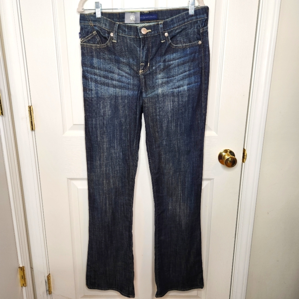 Rock & Republic Kasandra Bootcut Jeans Dark Wash Vintage Vinyl Size 12